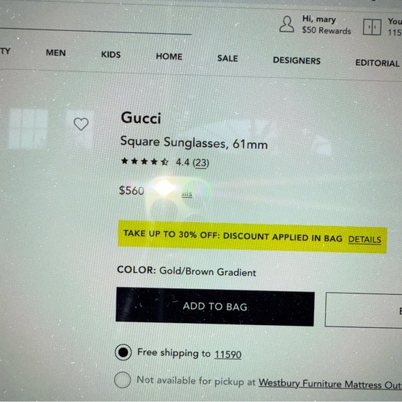 Gucci Gold Sunglasses for Women - Picture 3 of 10